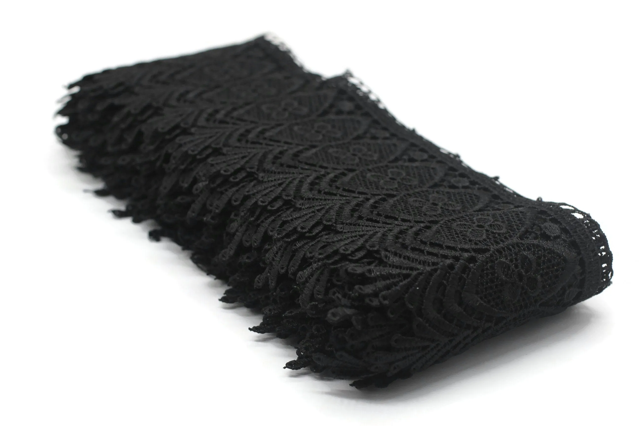 104mm 8 Meters Black Bridal Guipure Lace Trim | 4.11 Inches Wide Lace Trim | Geometric Bridal Lace | French Guipure | Guipure Lace Fabric