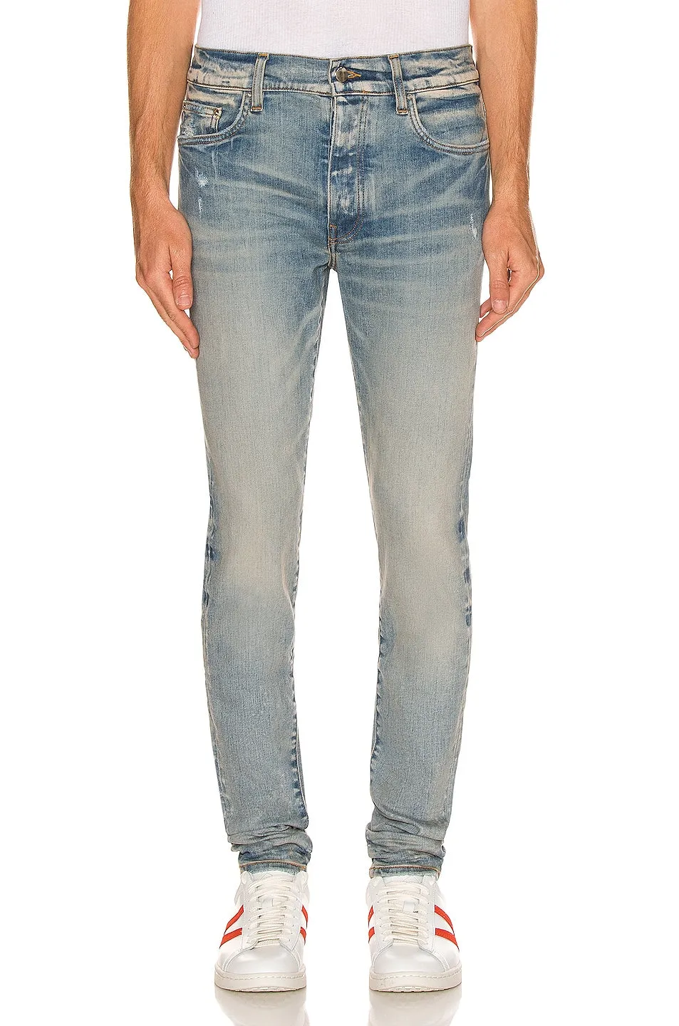 Amiri Stack Skinny Jeans in Clay Indigo