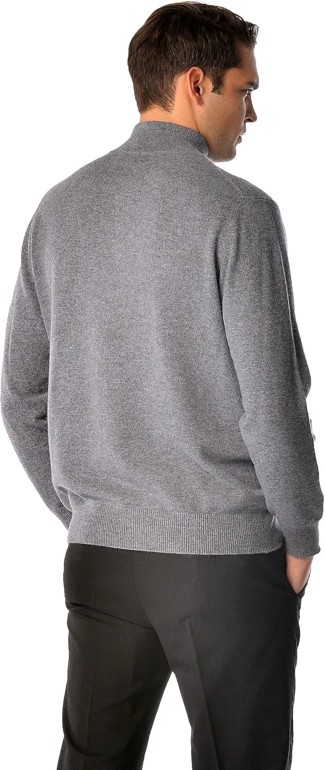 Cashmere Boutique 100% Pure Cashmere Half Zip Sweater for Men Pullover, Long Sleeve, Soft and Warm Quarter Zip Sweater