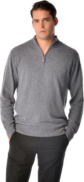 Cashmere Boutique 100% Pure Cashmere Half Zip Sweater for Men Pullover, Long Sleeve, Soft and Warm Quarter Zip Sweater