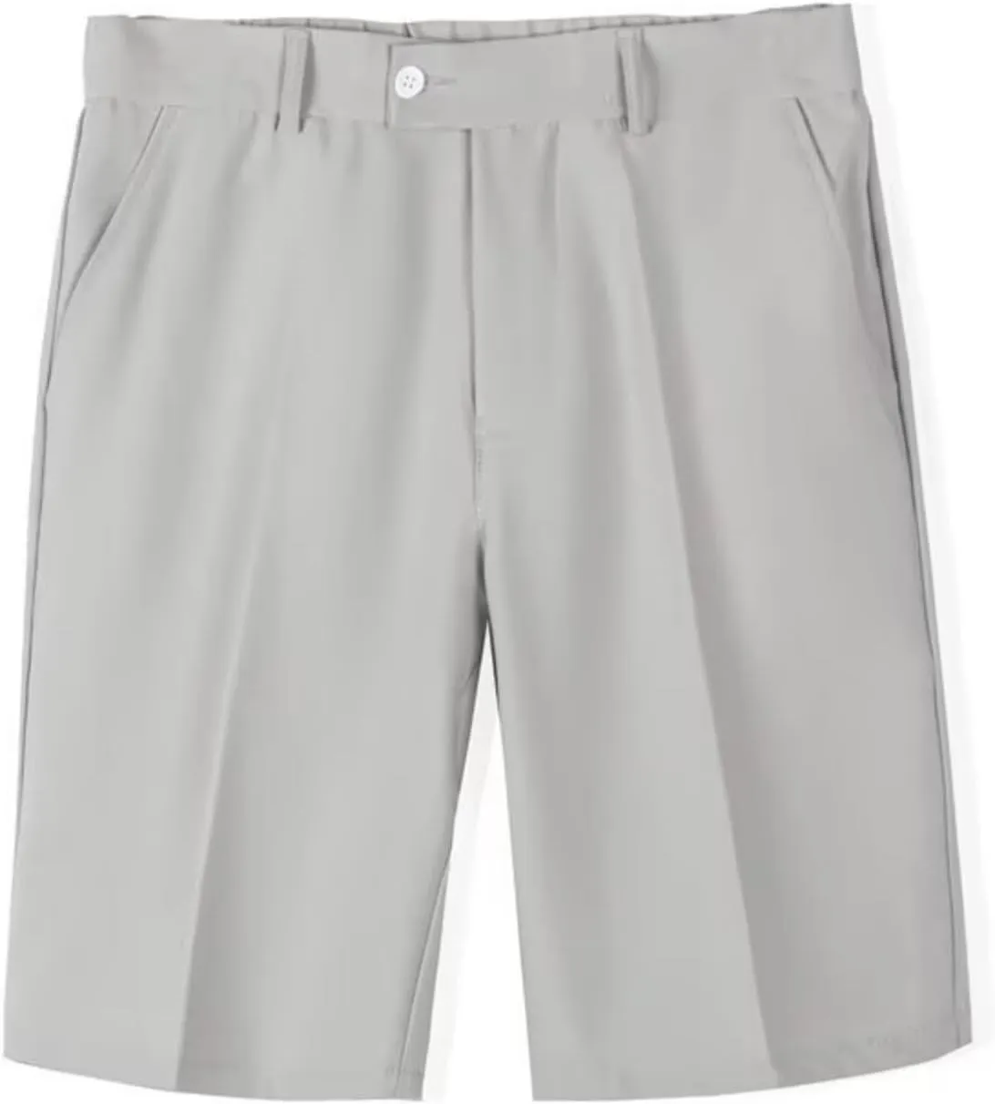 Chino Shorts Men Casual Pleated Front Golf Work Casual Shorts Lightweight Stretch Waist Button Dress Pants with Pockets
