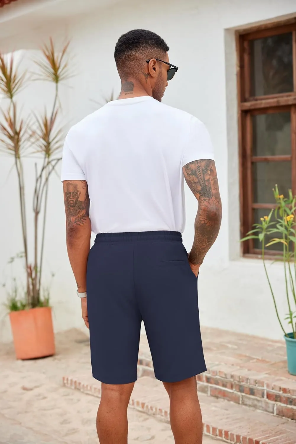 COOFANDY Men's Casual Drawstring Shorts Lightweight Elastic Waist Walking Shorts with Pockets