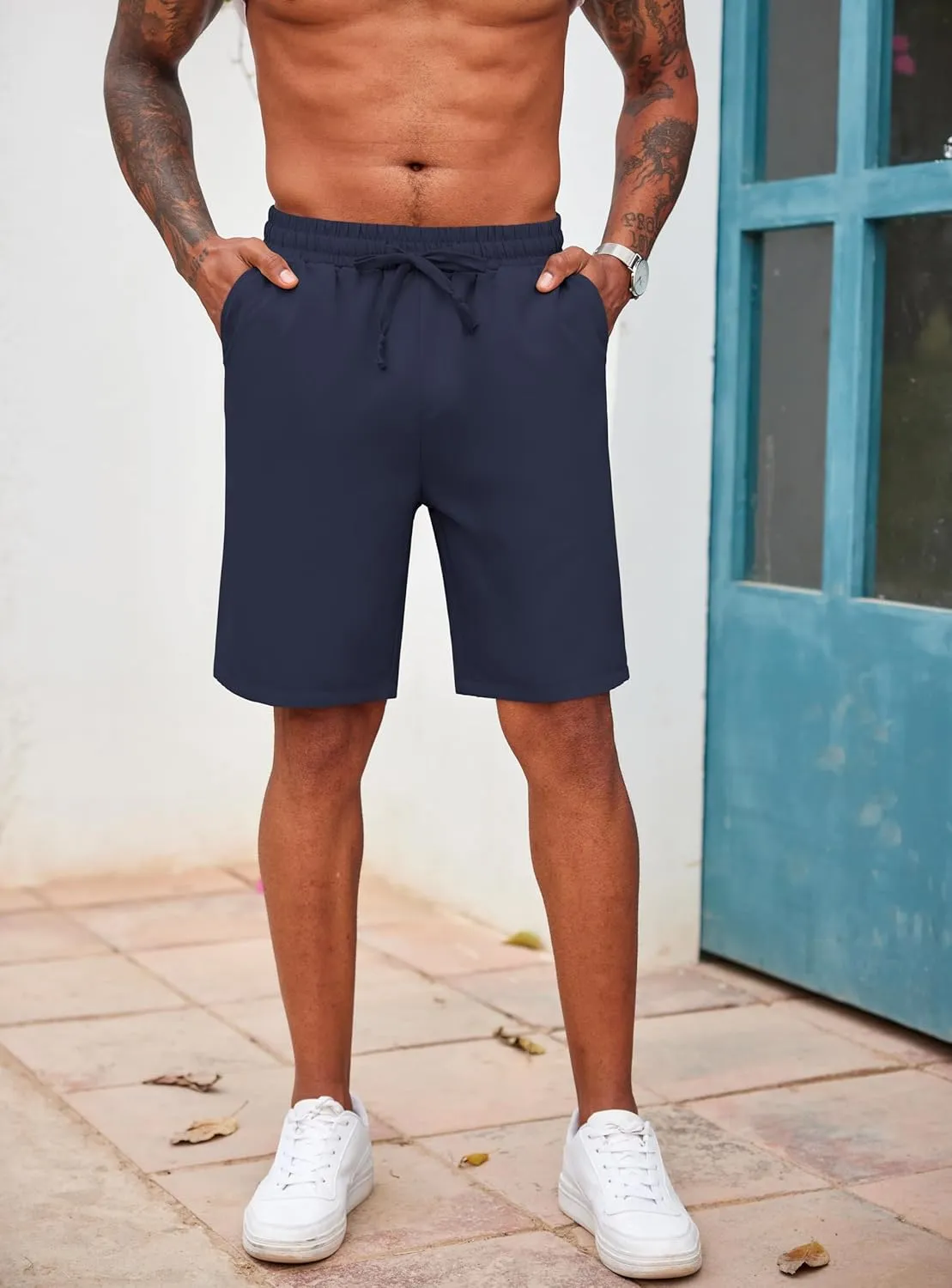 COOFANDY Men's Casual Drawstring Shorts Lightweight Elastic Waist Walking Shorts with Pockets