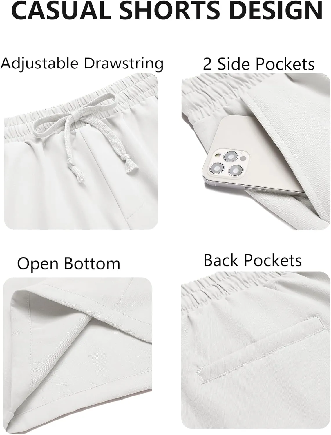 COOFANDY Men's Casual Drawstring Shorts Lightweight Elastic Waist Walking Shorts with Pockets