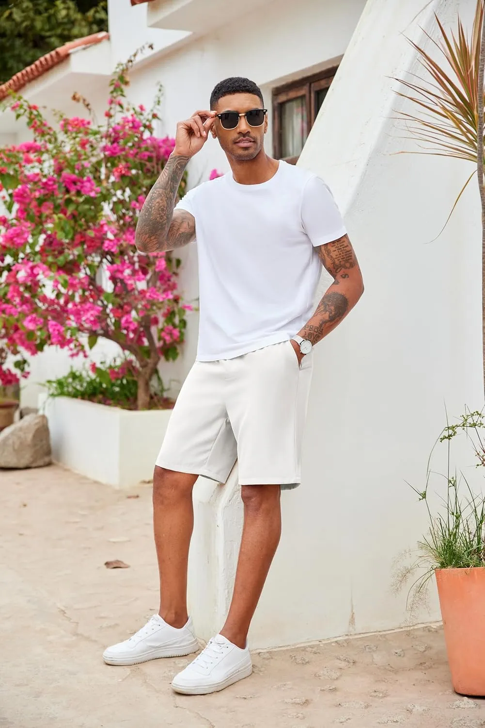 COOFANDY Men's Casual Drawstring Shorts Lightweight Elastic Waist Walking Shorts with Pockets