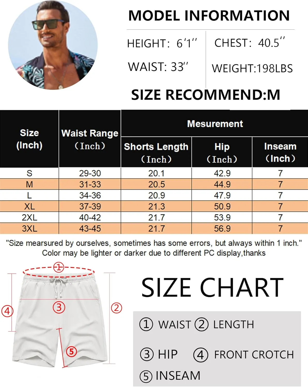 COOFANDY Men's Casual Drawstring Shorts Lightweight Elastic Waist Walking Shorts with Pockets