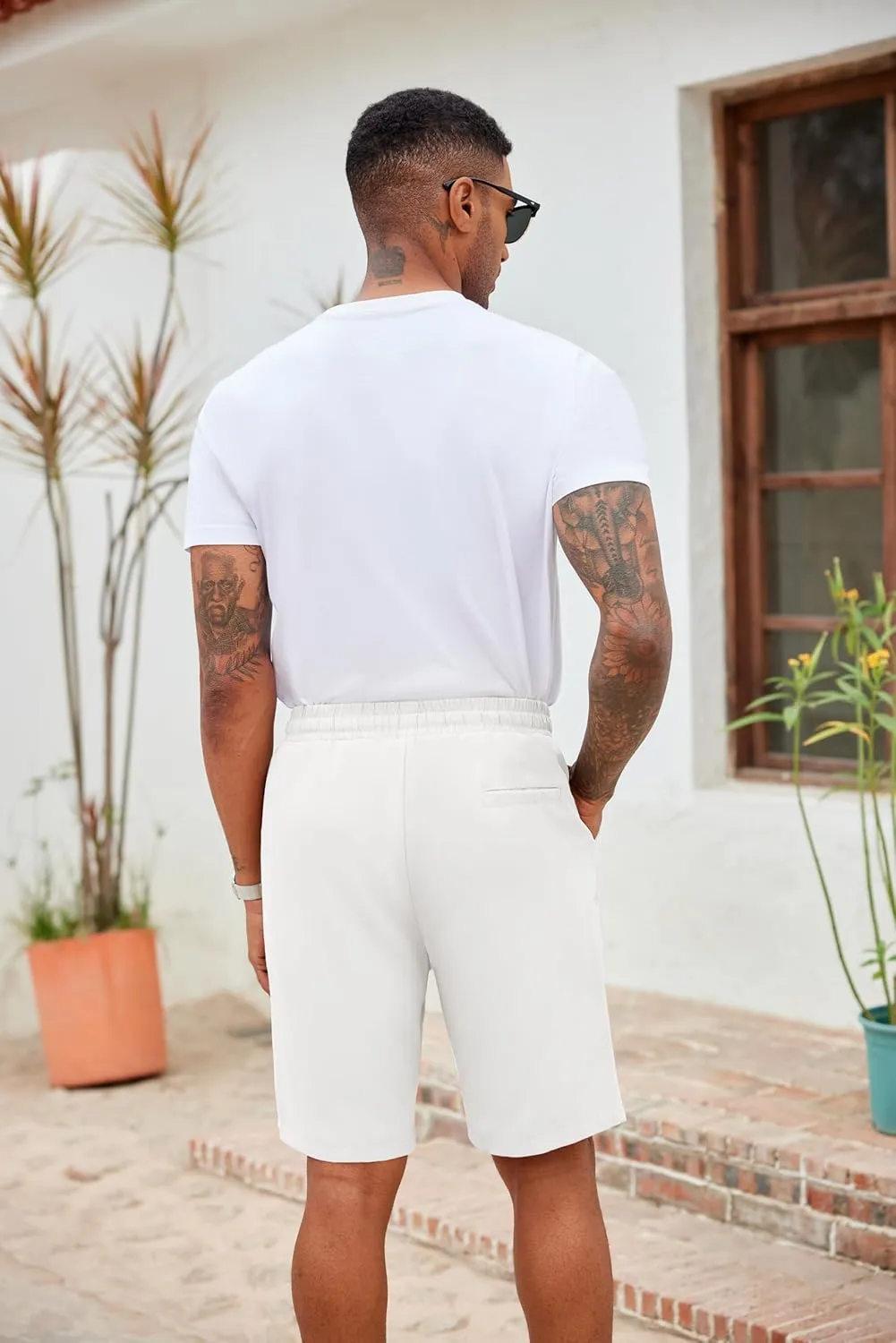 COOFANDY Men's Casual Drawstring Shorts Lightweight Elastic Waist Walking Shorts with Pockets