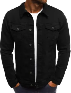 Dninmim Men's Long Sleeve Denim Jackets Slim Fit Jeans Jacket Cotton Hole Outwear Coat