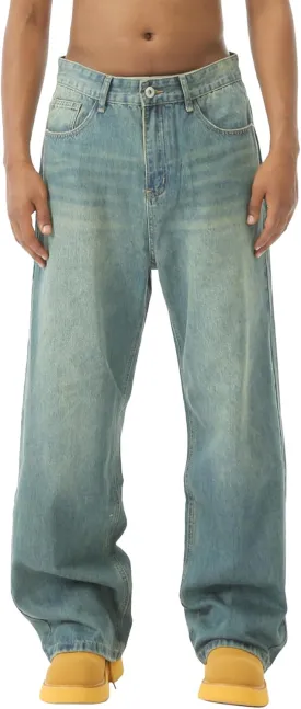 EMMIOL Mens Baggy Hip Hop Jeans Y2k Casual Wide Leg Pants Loose Fit Denim Skater Vintage Streetwear 90s