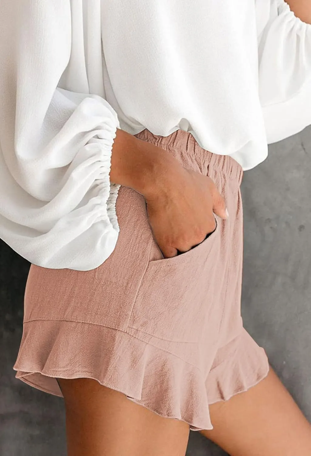 HUUSA Women's Casual Loose Summer Beach Shorts Comfy High Waist Loungwear Athletic Shorts with Pockets