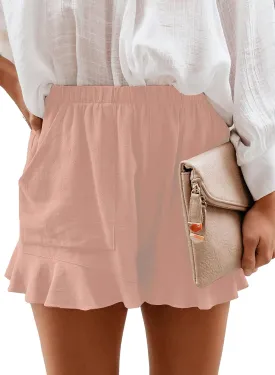 HUUSA Women's Casual Loose Summer Beach Shorts Comfy High Waist Loungwear Athletic Shorts with Pockets
