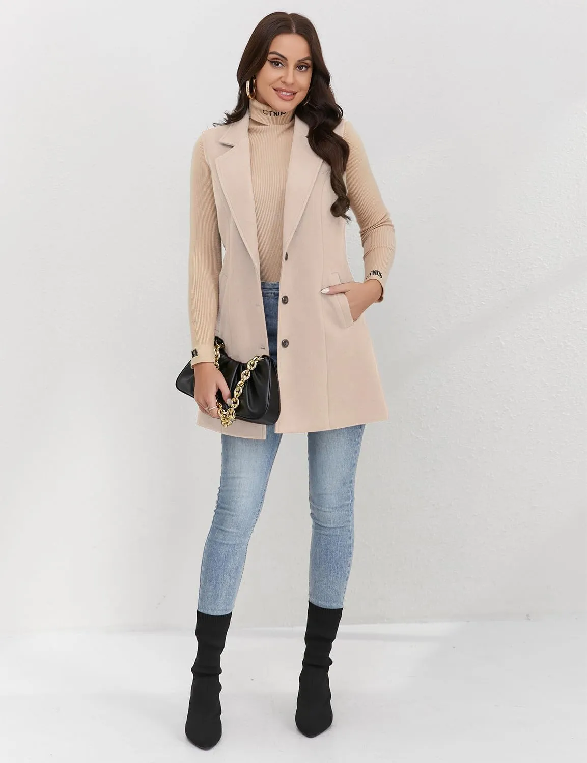 IDEALSANXUN Plaid Vest for Women Fall Winter Sleeveless Blazer Jackets