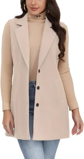 IDEALSANXUN Plaid Vest for Women Fall Winter Sleeveless Blazer Jackets