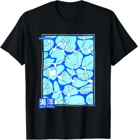 Japanese anime sea in anime Vaporwave retro vibes aesthetics T-Shirt