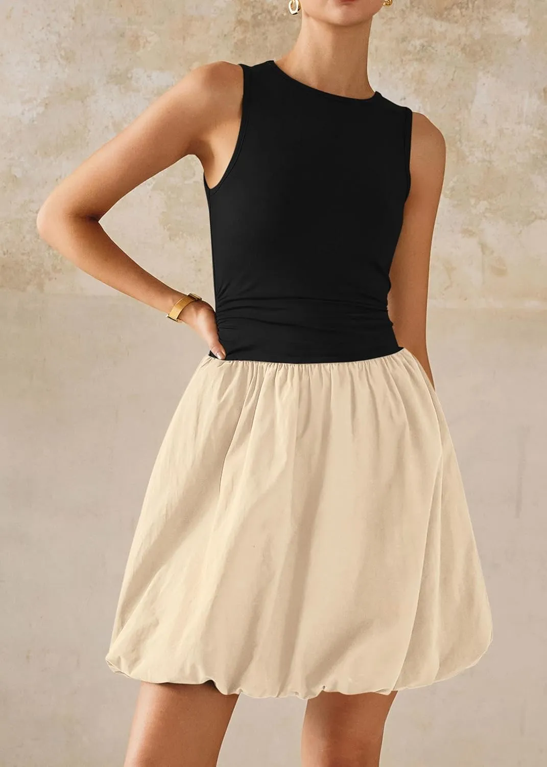 KIRUNDO Summer Bubble Dress for Women 2025 Casual Mini Spring Bodycon Cocktail Dresses Sleeveless Drop Waist Sundress Beach