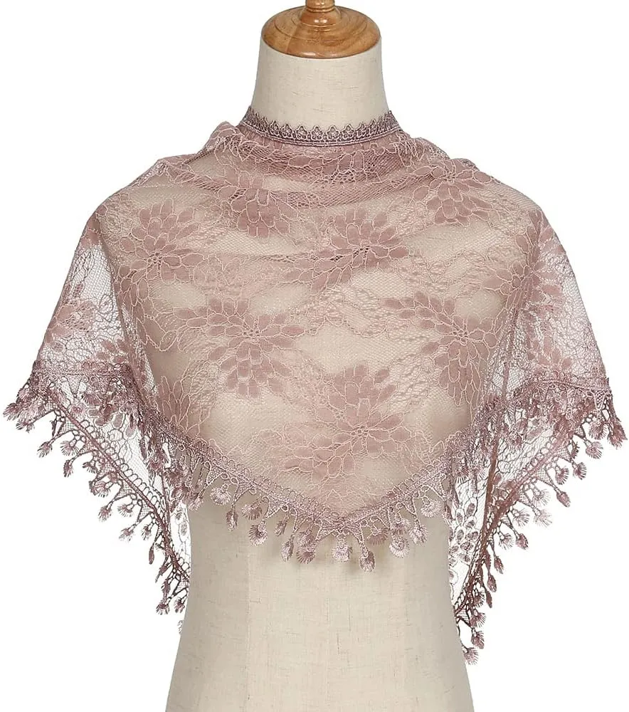 LMVERNA Lace Veil Triangle Mantilla Church Head Covering Latin Scarf for Mass Wedding Bridesmaids