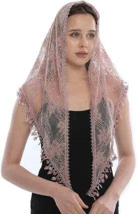 LMVERNA Lace Veil Triangle Mantilla Church Head Covering Latin Scarf for Mass Wedding Bridesmaids