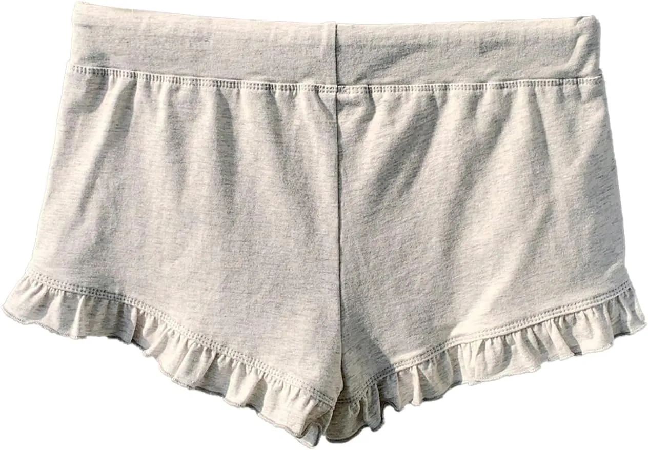 MakeMeChic Women's Ruffle Hem Shorts Cat Print Drawstring Drop Waist Summer Mini Shorts