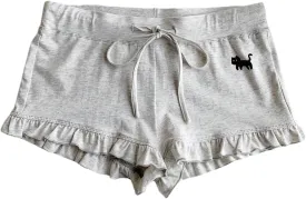 MakeMeChic Women's Ruffle Hem Shorts Cat Print Drawstring Drop Waist Summer Mini Shorts