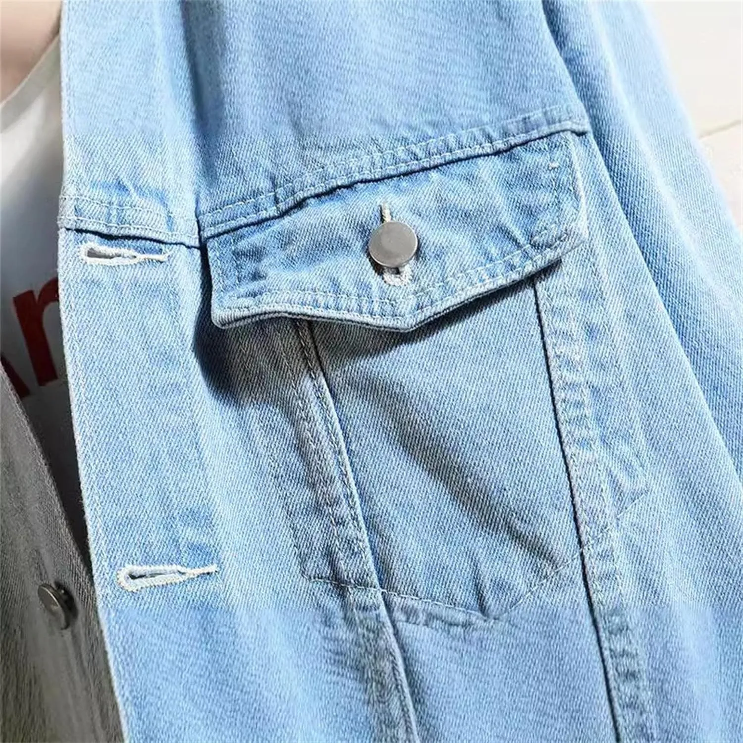 Men's Denim Hoodie Jacket Casual Long Sleeve Button Down Jeans Coat Windproof Hip Hop Trucker Hooded Jackets
