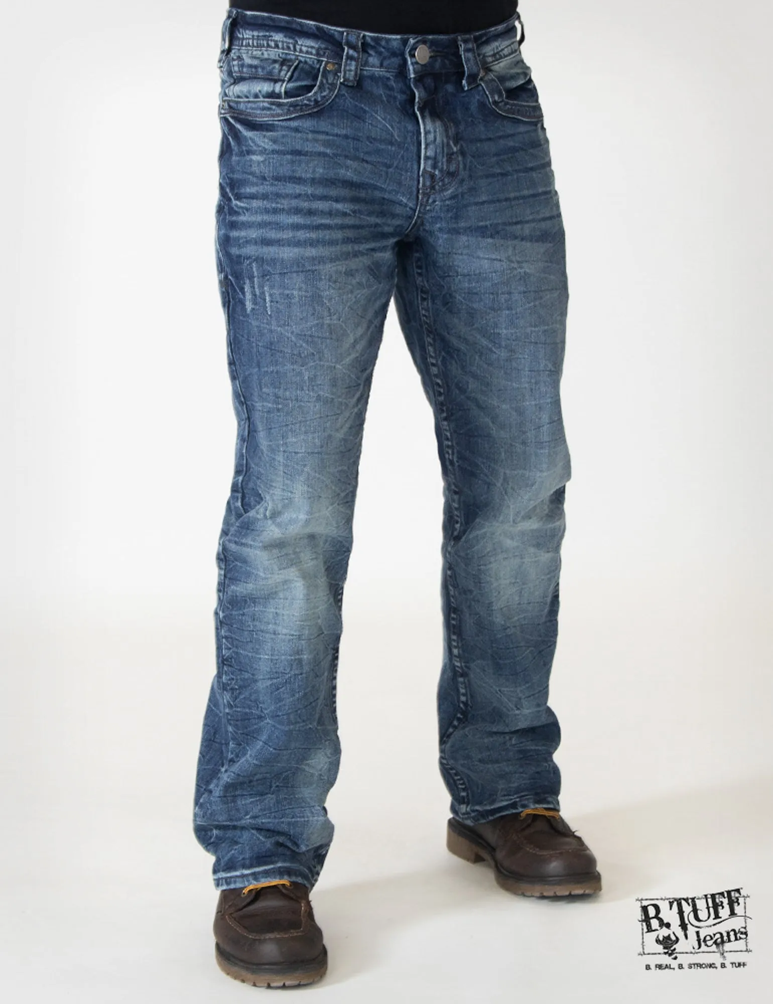 Mens Medium Wash Cotton Blend Jeans Overdrive