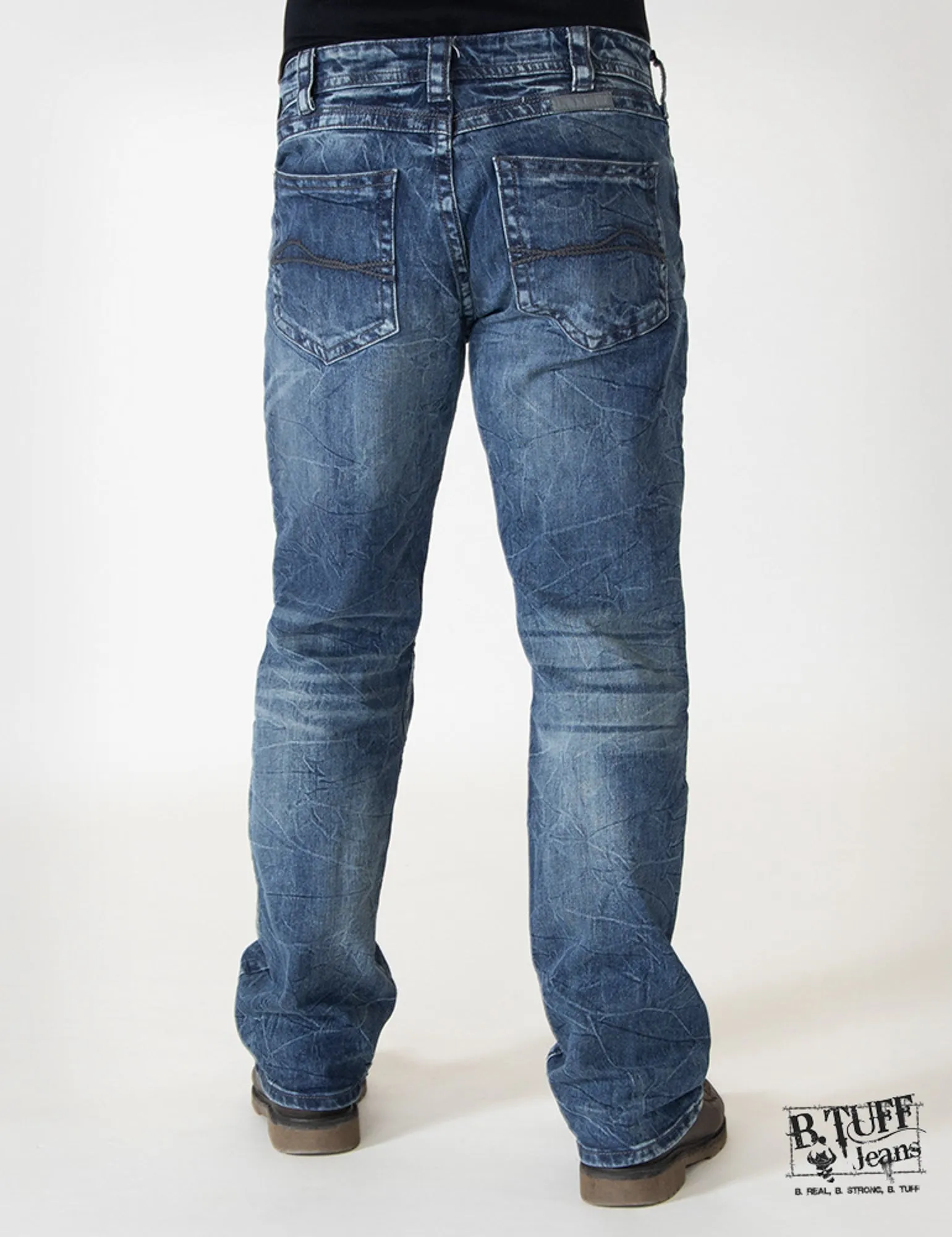 Mens Medium Wash Cotton Blend Jeans Overdrive