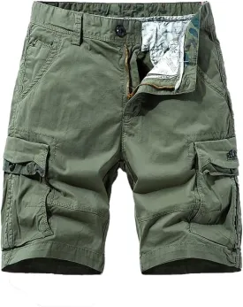 Men's Multi Pockets Military Cargo Shorts Summer Regular Fit Cotton Work Shorts