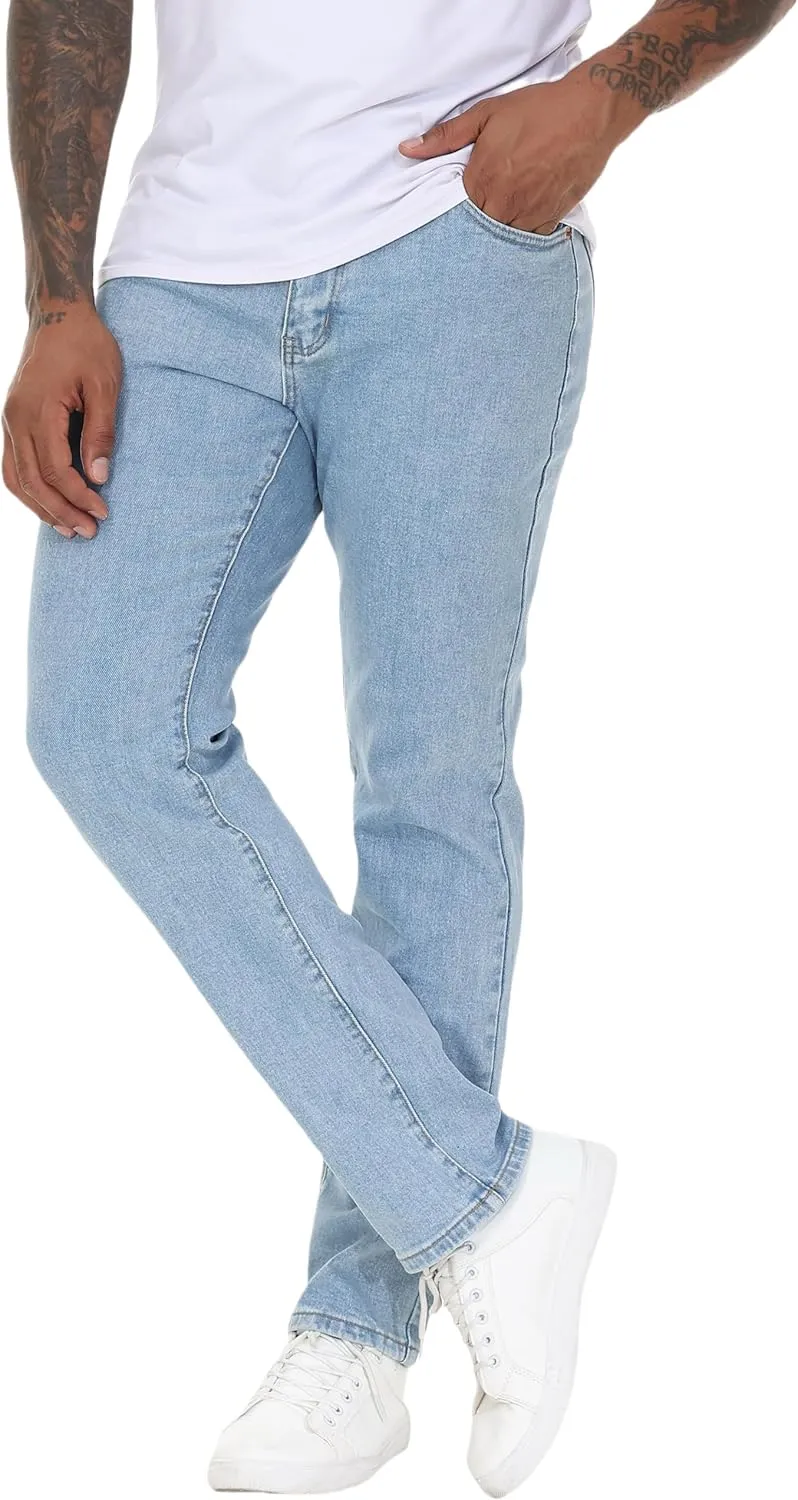 Men's Stretch Regular Fit Straight-Leg Cotton Fashion Comfort Flex Waist Denim Pants Jeans