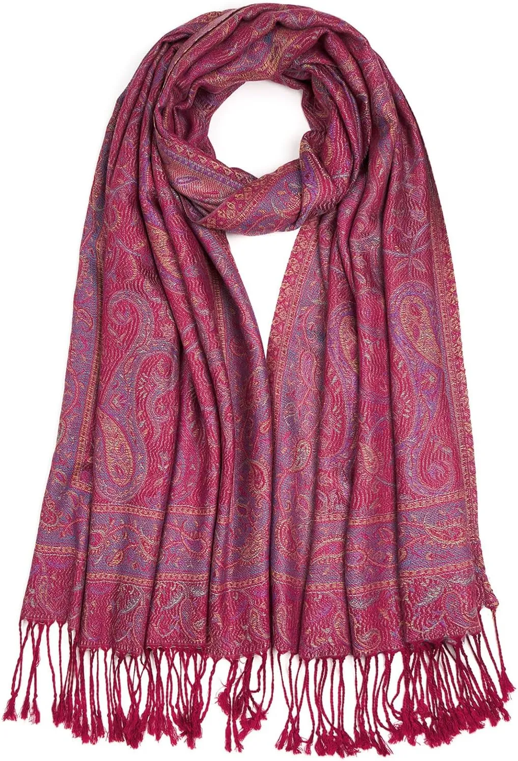 Paisley Pashmina Shawls and Wraps for Women Reversible Jacquard Festival Rave Pashmina Scarves with Fringe Vintage