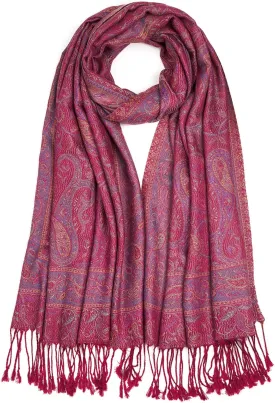 Paisley Pashmina Shawls and Wraps for Women Reversible Jacquard Festival Rave Pashmina Scarves with Fringe Vintage