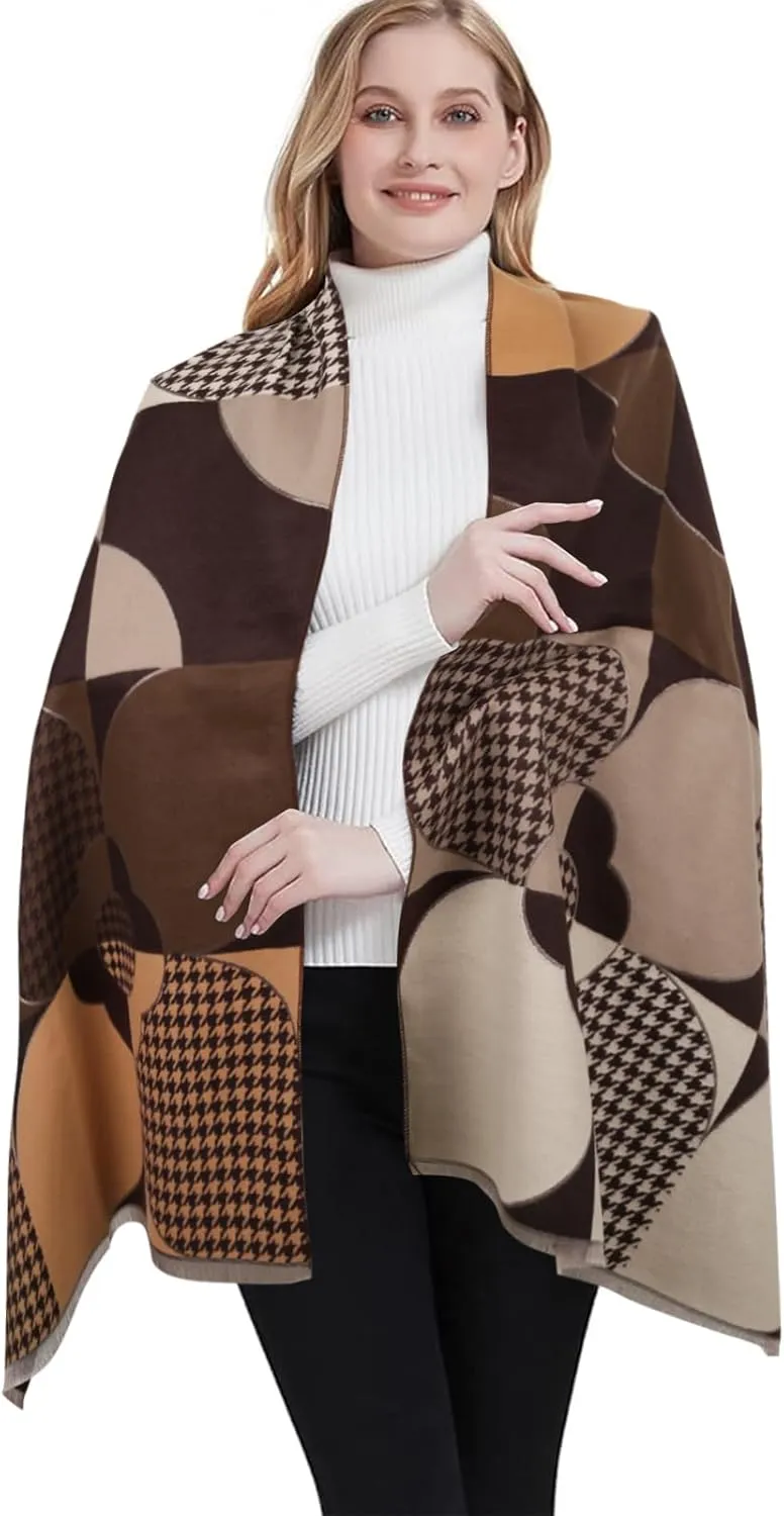 Relang Scarfs for Women Pashmina Silky Shawl Wrap for Evening Dressing Blanket Open Front Poncho Cape