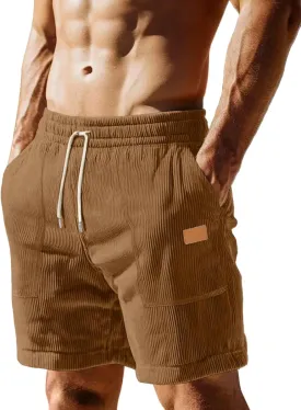 Sailwind Men's Casual Corduroy Shorts Lightweight Elastic Waist Drawstring Summer Beach Shorts