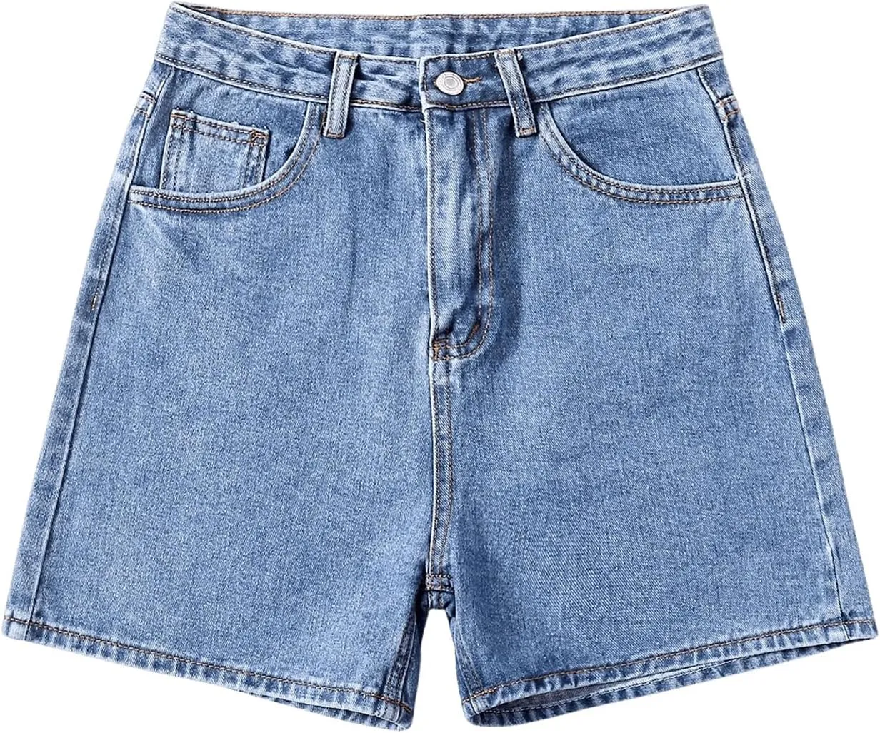 SHENHE Women's Summer Jean Shorts High Waisted Straight Leg Casual Vintage Denim Shorts