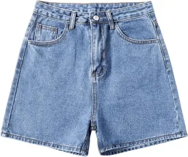 SHENHE Women's Summer Jean Shorts High Waisted Straight Leg Casual Vintage Denim Shorts