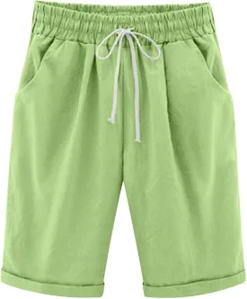 Shorts for Women Casual Summer Knee Length Drawstring Bermuda Shorts Loose Cute Wear 2024 Fashion Beach Clothes