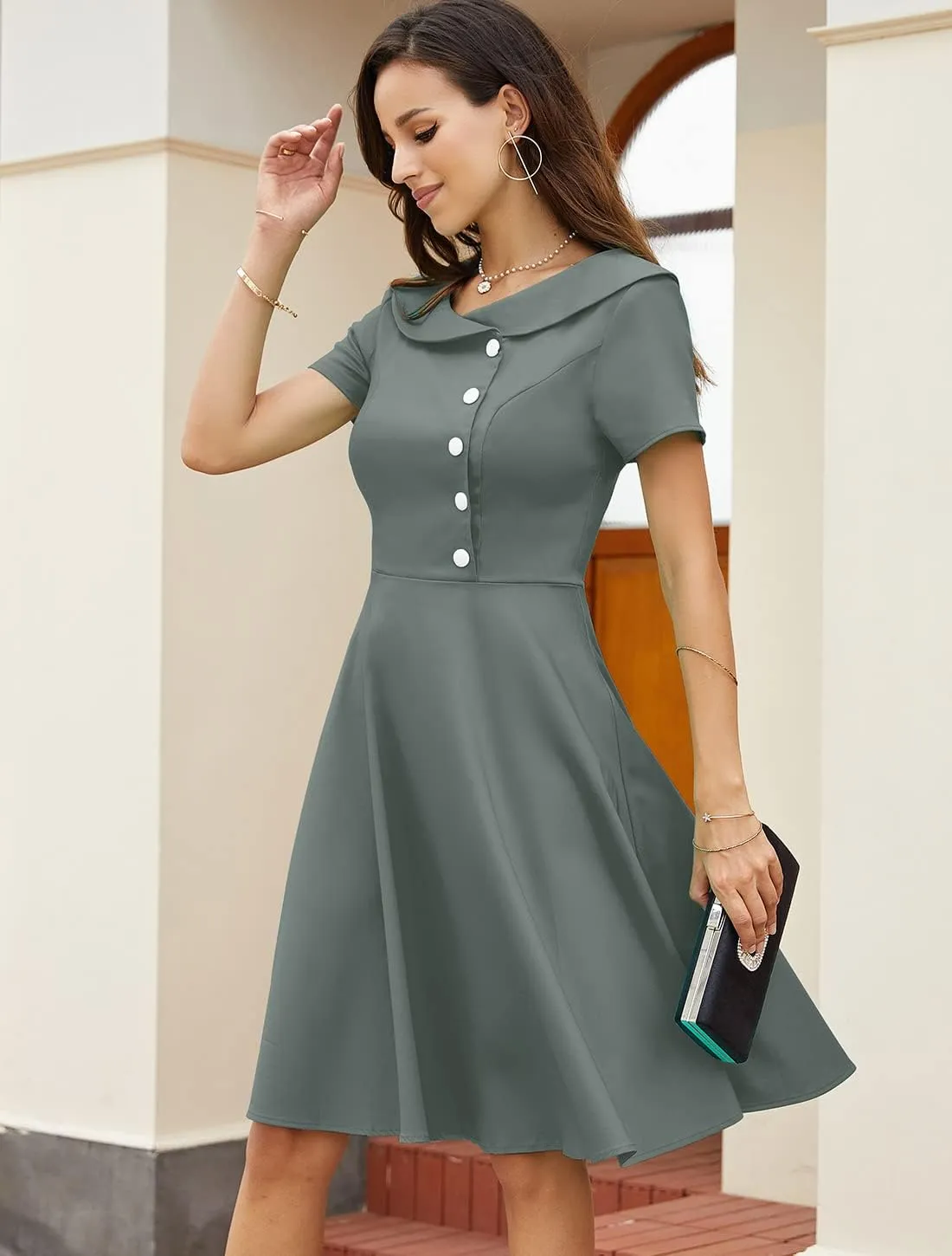 Wedtrend Women's 1950s Vintage Audrey Hepburn Style Cocktail Swing Dresses