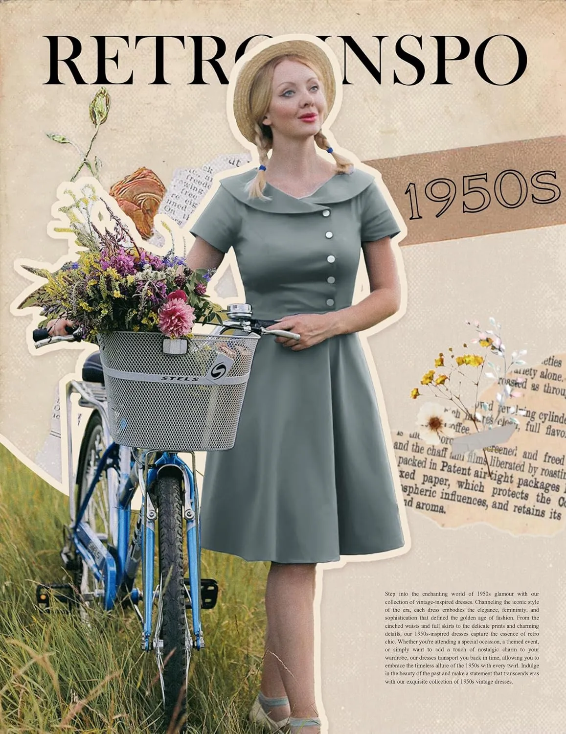 Wedtrend Women's 1950s Vintage Audrey Hepburn Style Cocktail Swing Dresses