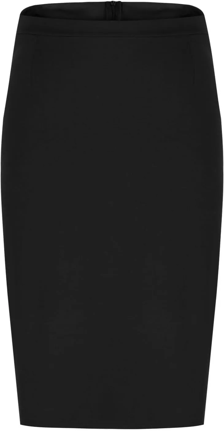 Womens Office Work Pencil Skirt Stretch High Waist Below Knee Slit Back Bodycon Ladies Midi Skirt for Business Casual