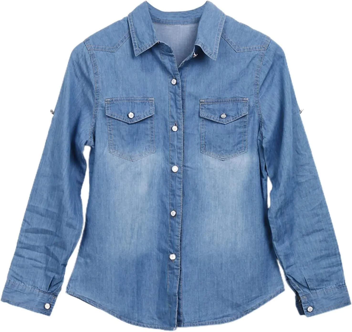 Women's Oversized Botton up Denim Jackets Classic Fit Crop Jean Jacket Stretch Casual Coat with Pockets Teen Girls