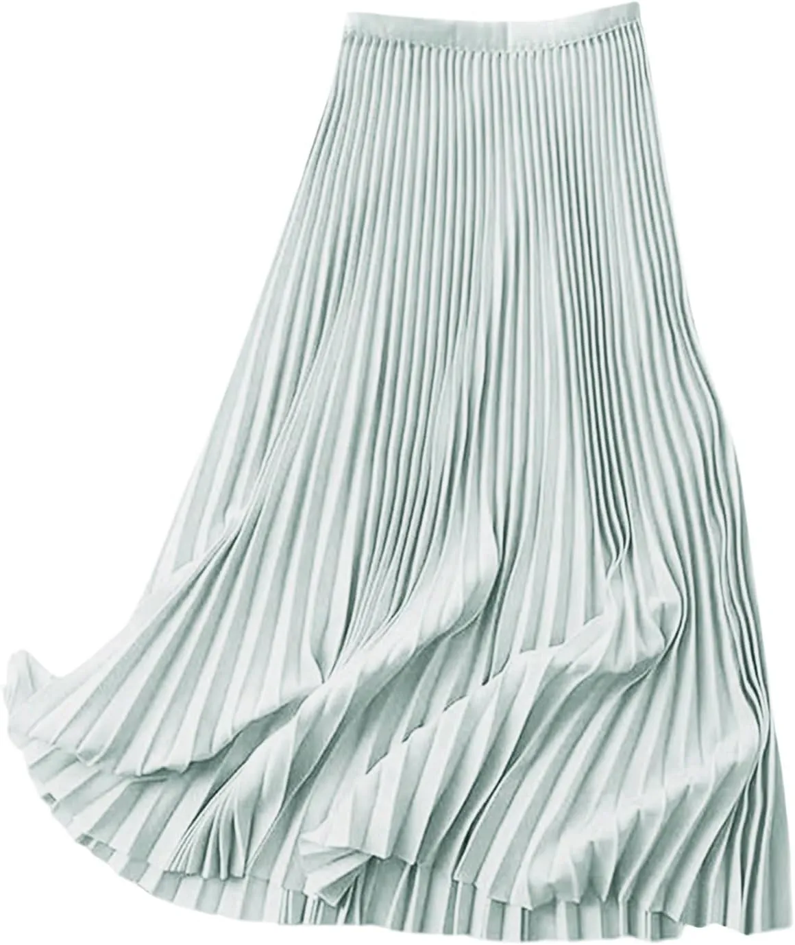 Women's Pleated A Line Midi Skirts Elastic Waist Flared Elegant Office Work Flowy Skirt