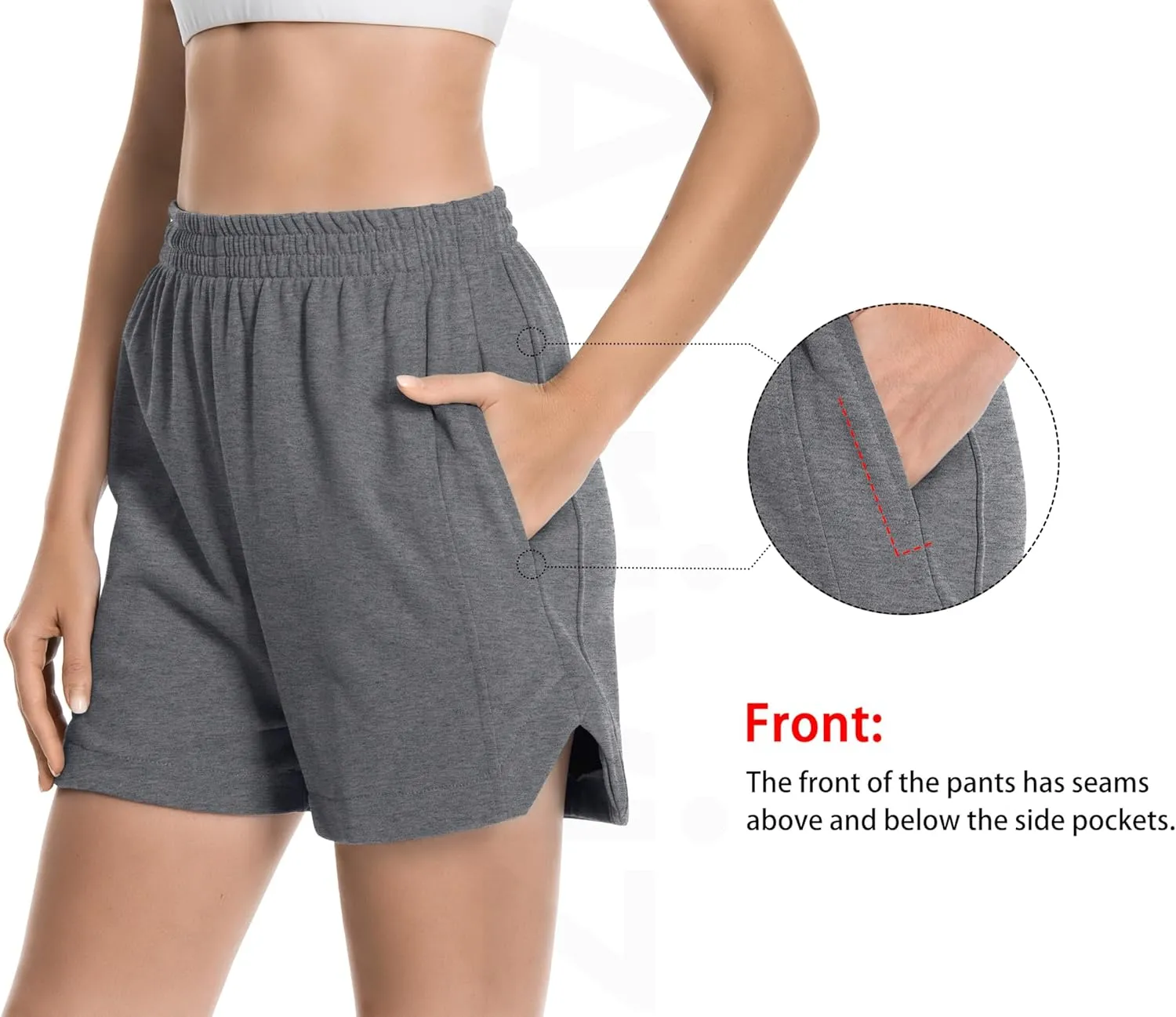 Womens Sweat Shorts Cotton Curved Hem Casual Lounge Short Workout Athletic Shorts with Pockets